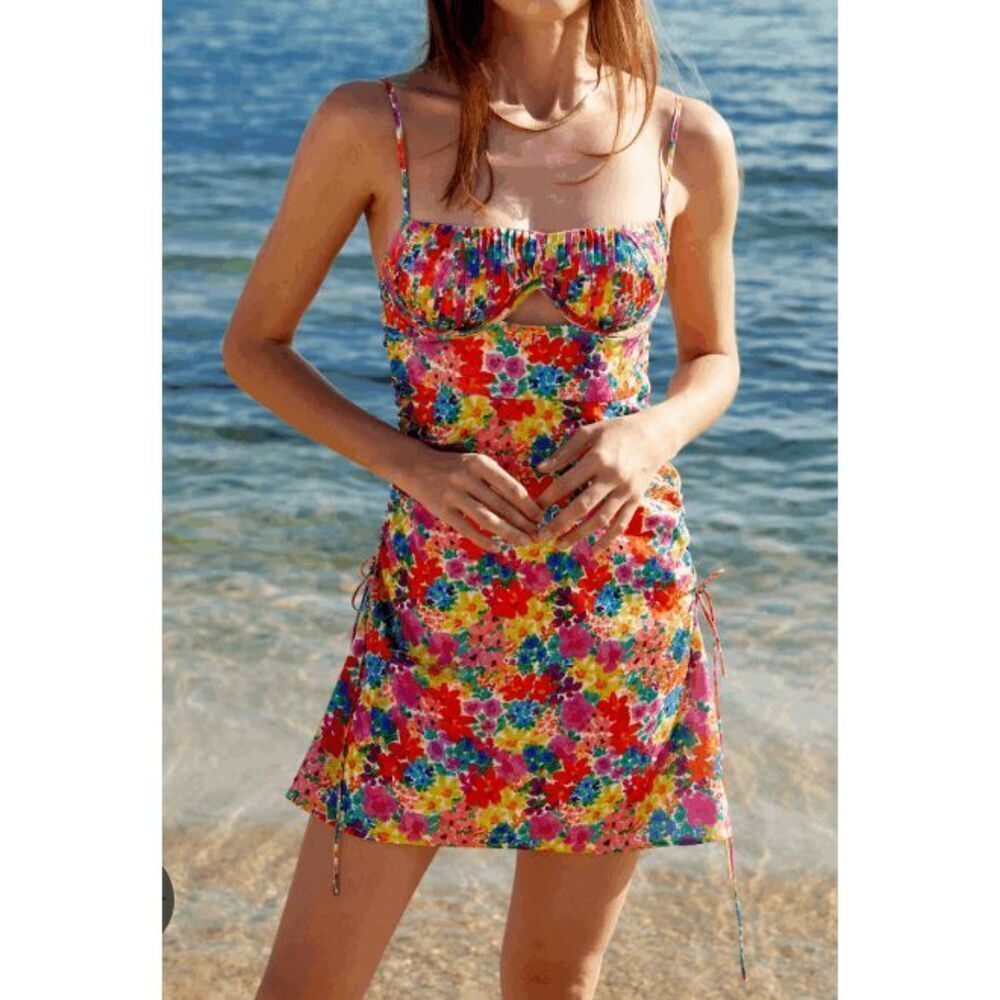 NWOT For Love & Lemons Merrill Cutout Floral Mini Dress Women's XS